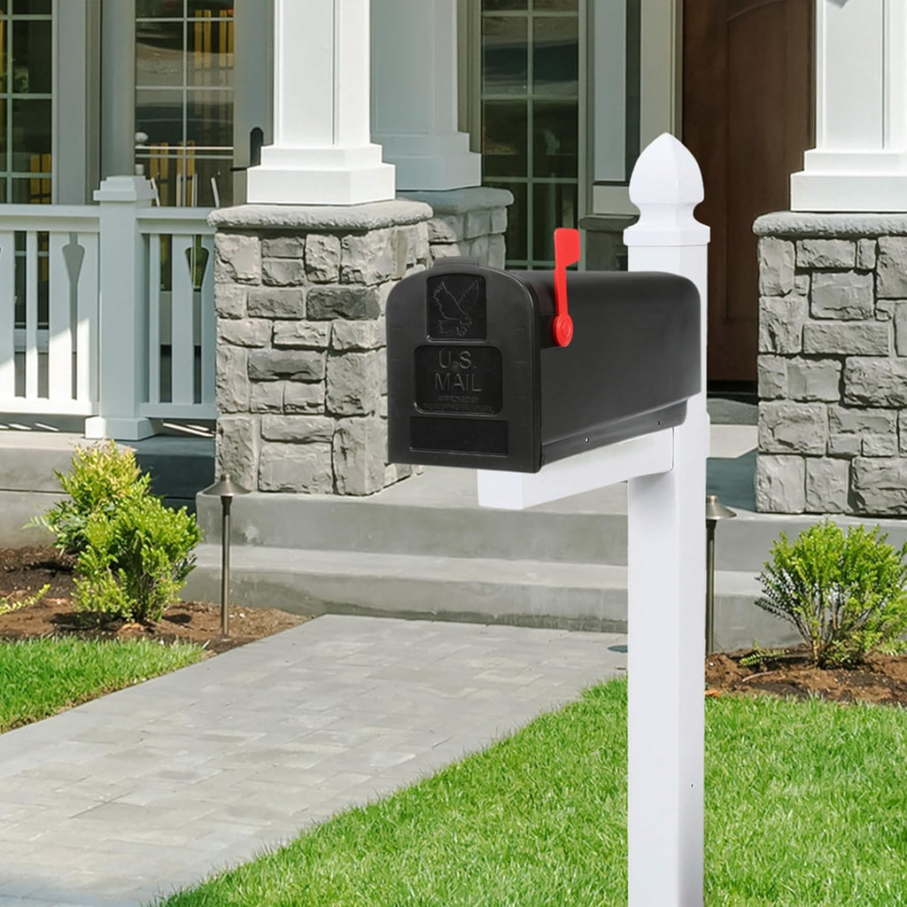 Parsons Post Mount Mailbox, Black, Medium | Durable plastic build with weather-resistant outdoor construction. USPS