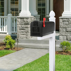 Parsons Post Mount Mailbox, Black, Medium | Durable plastic build with weather-resistant outdoor construction. USPS