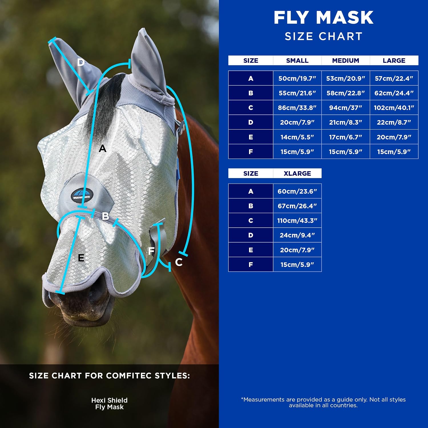 ComFiTec Hexi Shield Fly Mask with Ears & Nose, Silver, Large