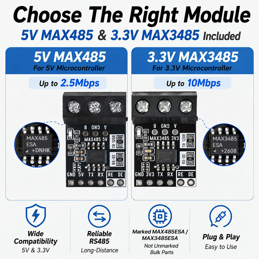 LONELY BINARY 12-Pack RS485 Transceiver Modules, MAX485 & MAX3485 Chips