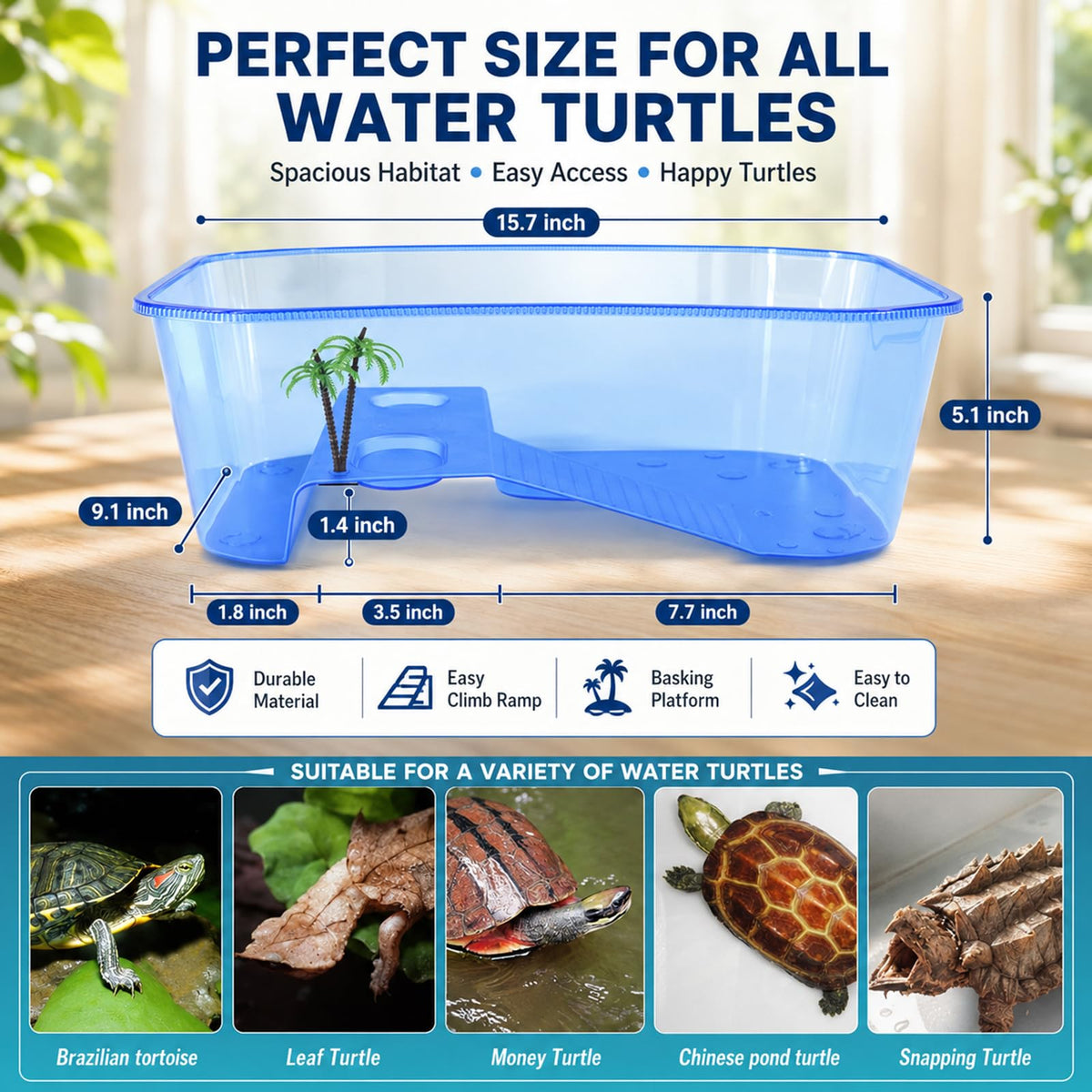 Small Turtle Tank Aquarium(Excluding Accessories) Blue
