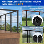 42" Modular Cable Railing Corner Post for Deck Porch, T-drilled