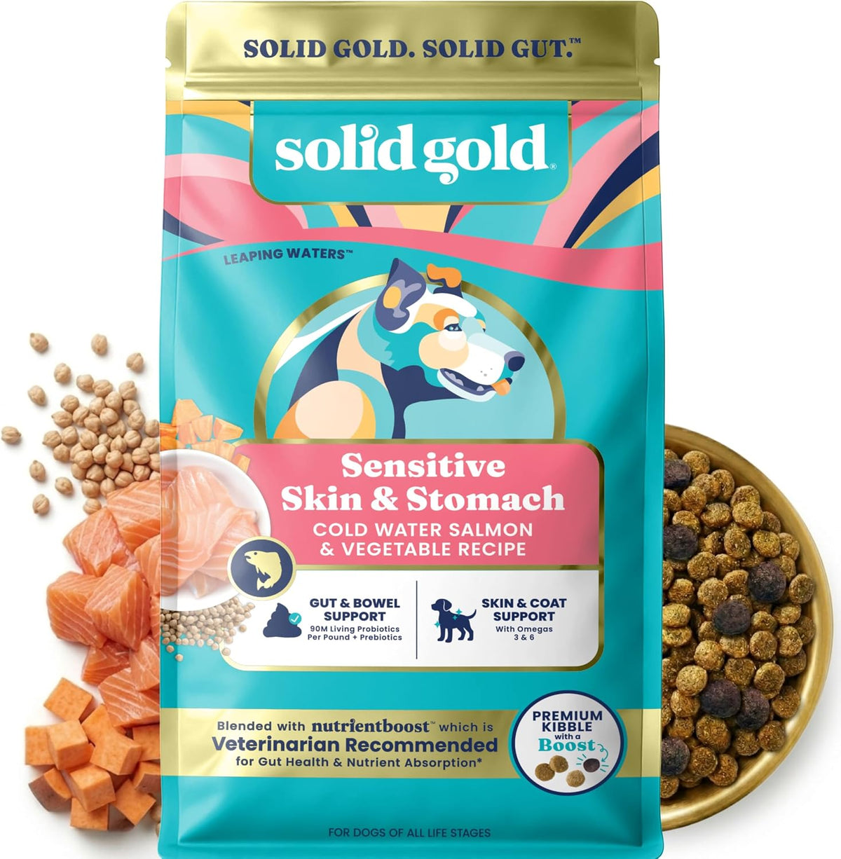 Salmon Dry Dog Food for Sensitive Stomach, Grain Free, 3.75LB