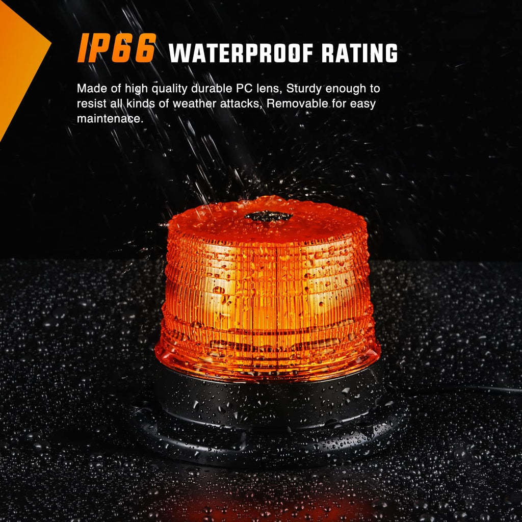 40 LED Strobe Light Amber Warning safety Flash Beacon Lights | 12V-24V with Magnetic and 16ft Straight Cord for