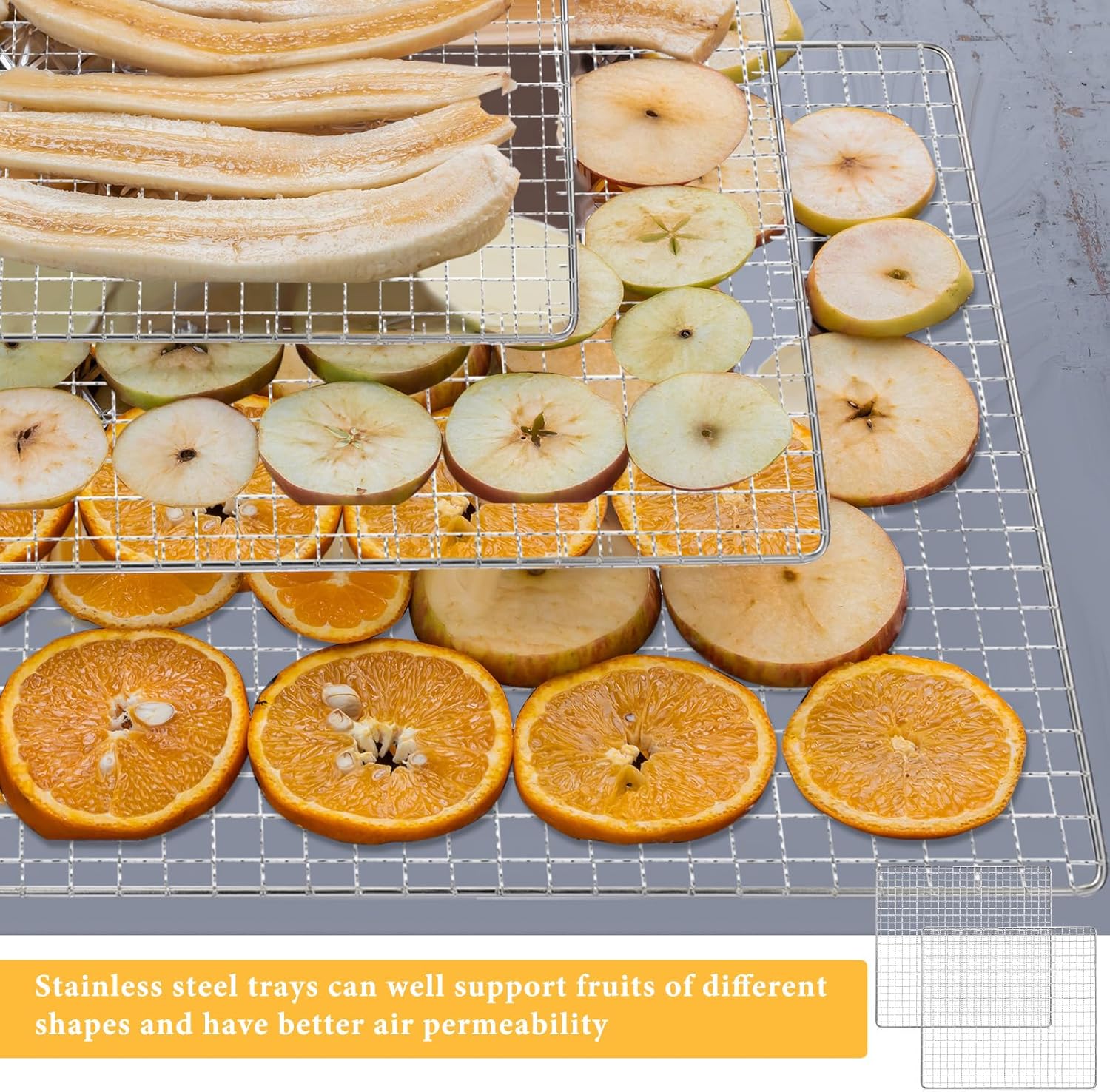 4 Pcs 13 x 12 Inches Dehydrator Trays Compatible with CP267-FD Only Stainless Steel Dehydrator Drying Mesh Screens