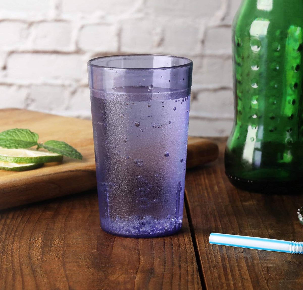 Restaurant-Grade Polycarbonate Beverage Tumblers, 5 oz, Blue, Set of 12