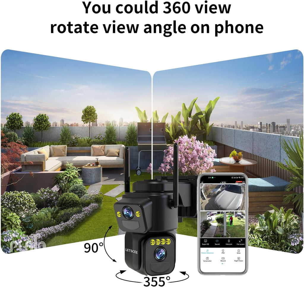Security Cameras Outdoor WiFi,5G/2.4G Cameras for Home Security Solar Power with Dual Lens,Motion Detection,Night