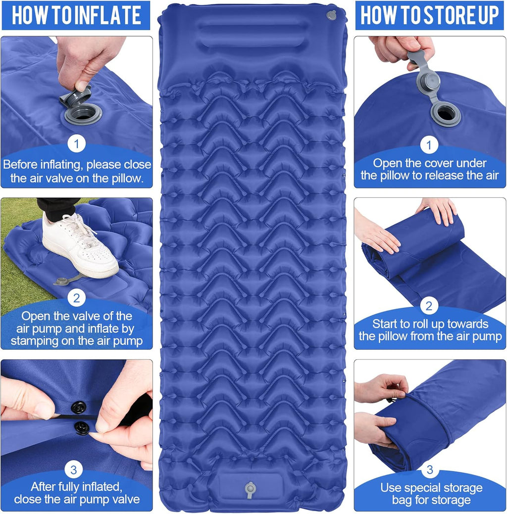 Sleeping Pad, Ultralight Inflatable Sleeping Pad for Camping, Built-in Pump, Ultimate for Camping, Hiking, Airpad