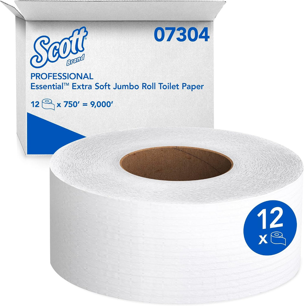 Jumbo Roll Toilet Paper, Bulk, 12 Rolls x 750' (07304)