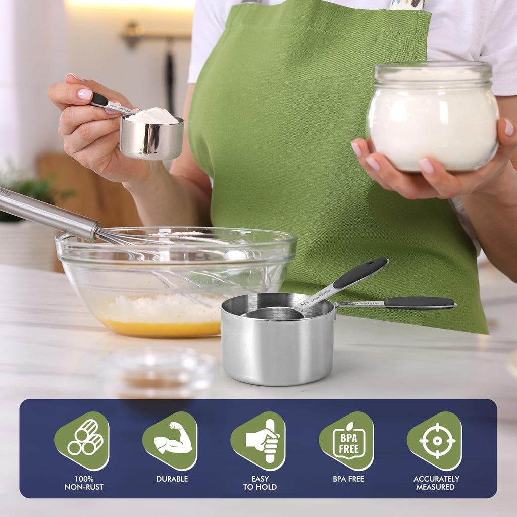 10-PACK Measuring Cups and Spoons Set, Kitchen Gadagets Cooking Baking,Heavy Duty & Dishwasher Safe for Dry and