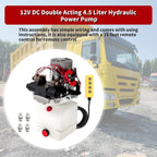 Nakkaa 12V DC 4 Way Double Acting Hydraulic Power Unit 4.5L Reservoir