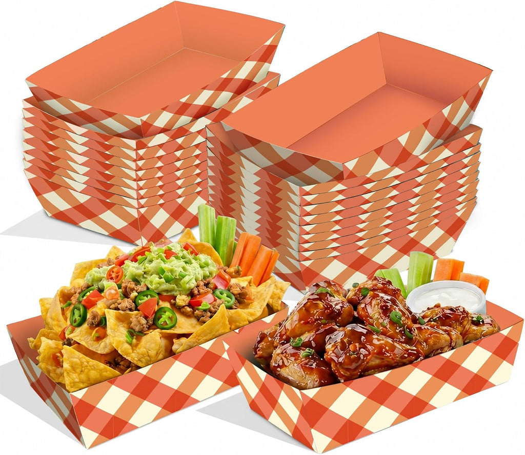 Fall Paper Food Trays, Fall Disposable Paper Plates - 50 Pack