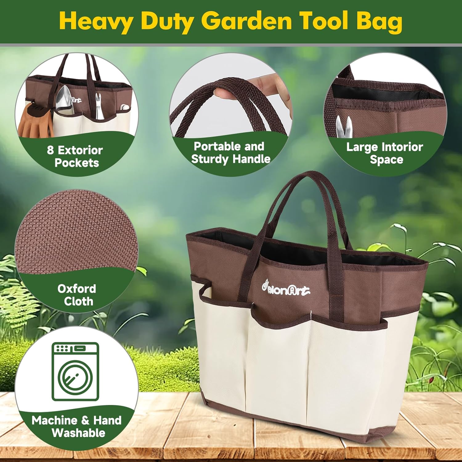 Garden Tool Set,10 Pcs Heavy Duty Gardening Hand Tool Kit for Women Aluminum with Non Slip Ergonomic Handle, Storage