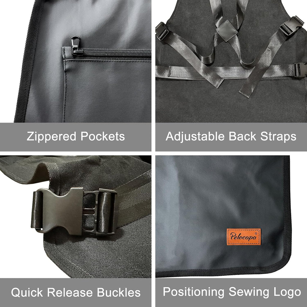 Barber Apron Hair Stylists Tools Apron Professional Waterproof Haircutting Apron with 3 Pockets, Black