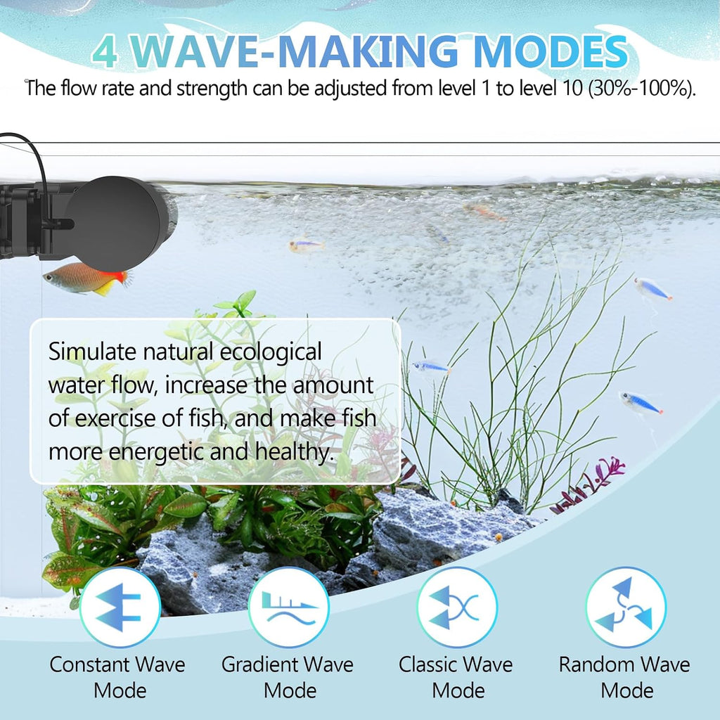 Wave Maker For Aquarium, Magnetic DC 24V 35W Aquarium Powerhead，2640GPH Adjustable Cross Flow Pump with LED Display