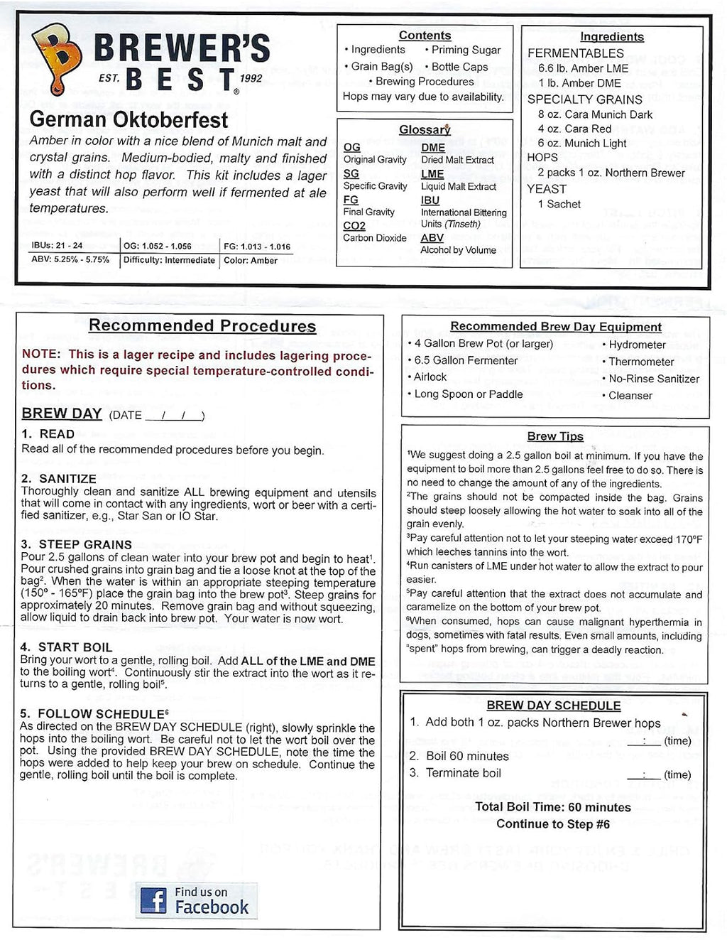 German Oktoberfest Home Brewing Ingredient Kit