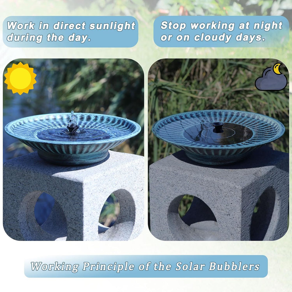 12.3" Solar Bird Bath Bowl,Metal Solar Bird Bath Fountains for Outdoors