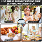 8.5" Black Plastic Serving Spoons for Buffet, Bulk 36 Count, Heavy Duty Disposable Spoon, Large Plastic Serving