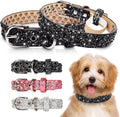 Rhinestone Leather Dog Collar Bling Dog Collars for Small Medium Large Dogs - Soft Microfiber Leather with Adjustable