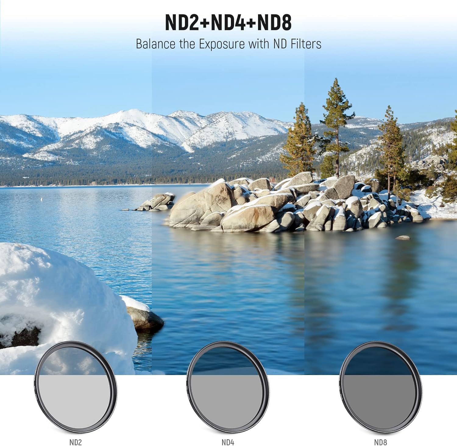 67mm ND Filter Kit and Lens Accessories, ND2 ND4 ND8 UV FLD CPL(Circular Polarizing) Filter Set with Lens Cap/Tulip