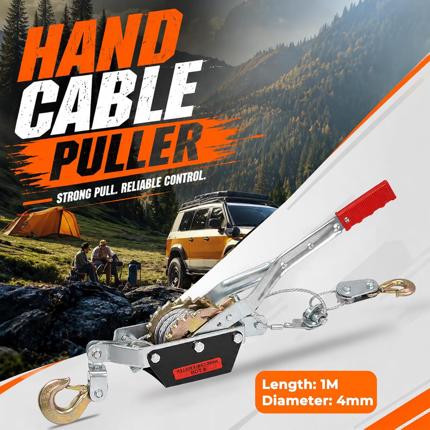 4 Ton Come Along Winch, 13ft Galvanized Steel Cable Power Puller, Dual Ratchet Pulley & Double Lock Claw, Manual