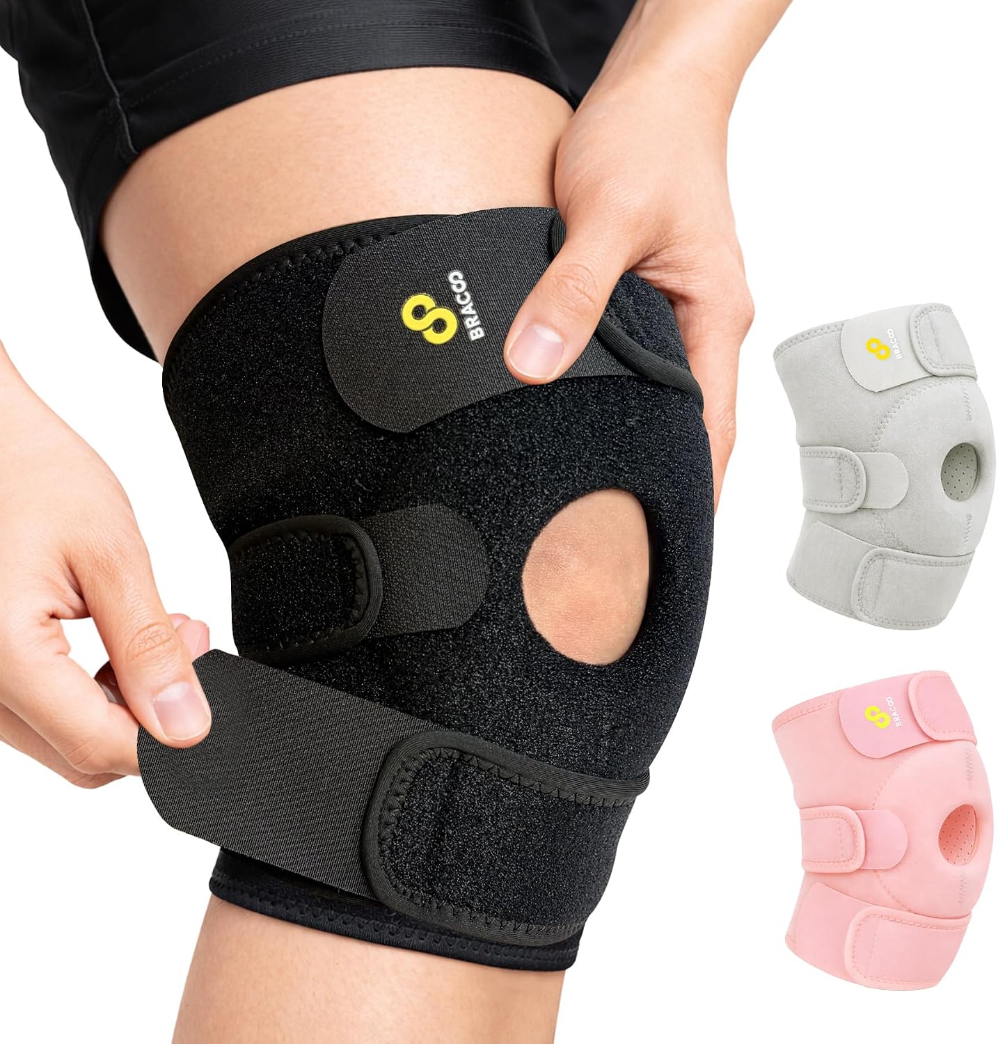 Knee Support Brace for Men Women, Adjustable Compression Sleeve Wrap Patellar Pad Tendon - Arthritis Pain, meniscus