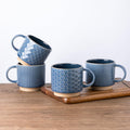 12 OZ Stackable Coffee Mugs, Ceramic Coffee Mugs with Texture Patterns for Man,Woman,Dad,Mom, Modern Coffee Cups Set