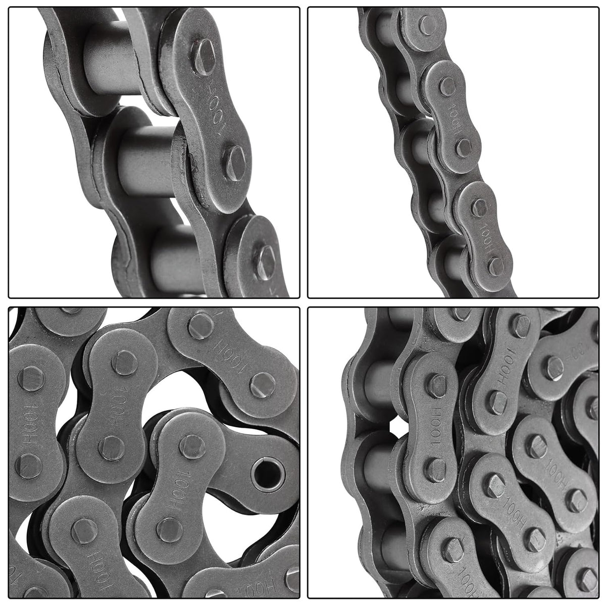 100H Heavy Duty Roller Chain 10 Feet with Connectors Carbon Steel Chain