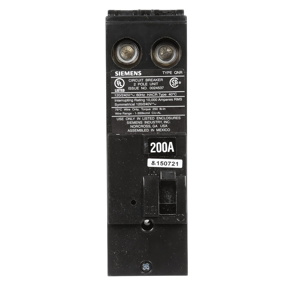 Siemens QN2200R 200-Amp 2 Pole 240-Volt Circuit Breaker