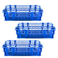 3 Packs Plastic Test Tube Rack, 40 Holes Lab Test Tube Rack Holder for 20mm Test Tubes, Blue, Detachable (40holes)