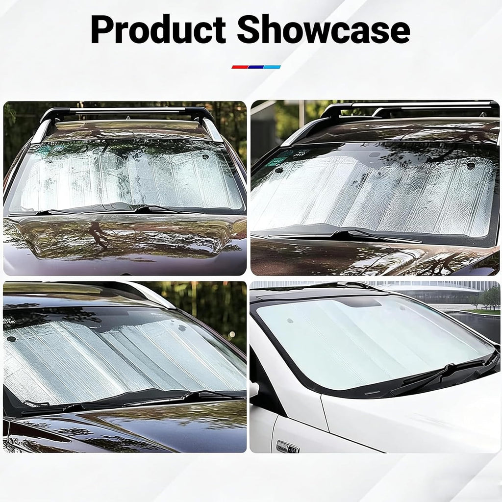 Car Windshield Sun Shade, Double Thickening Bubble Sun Shade, Foldable Front Window Sunshade with Suction Cups