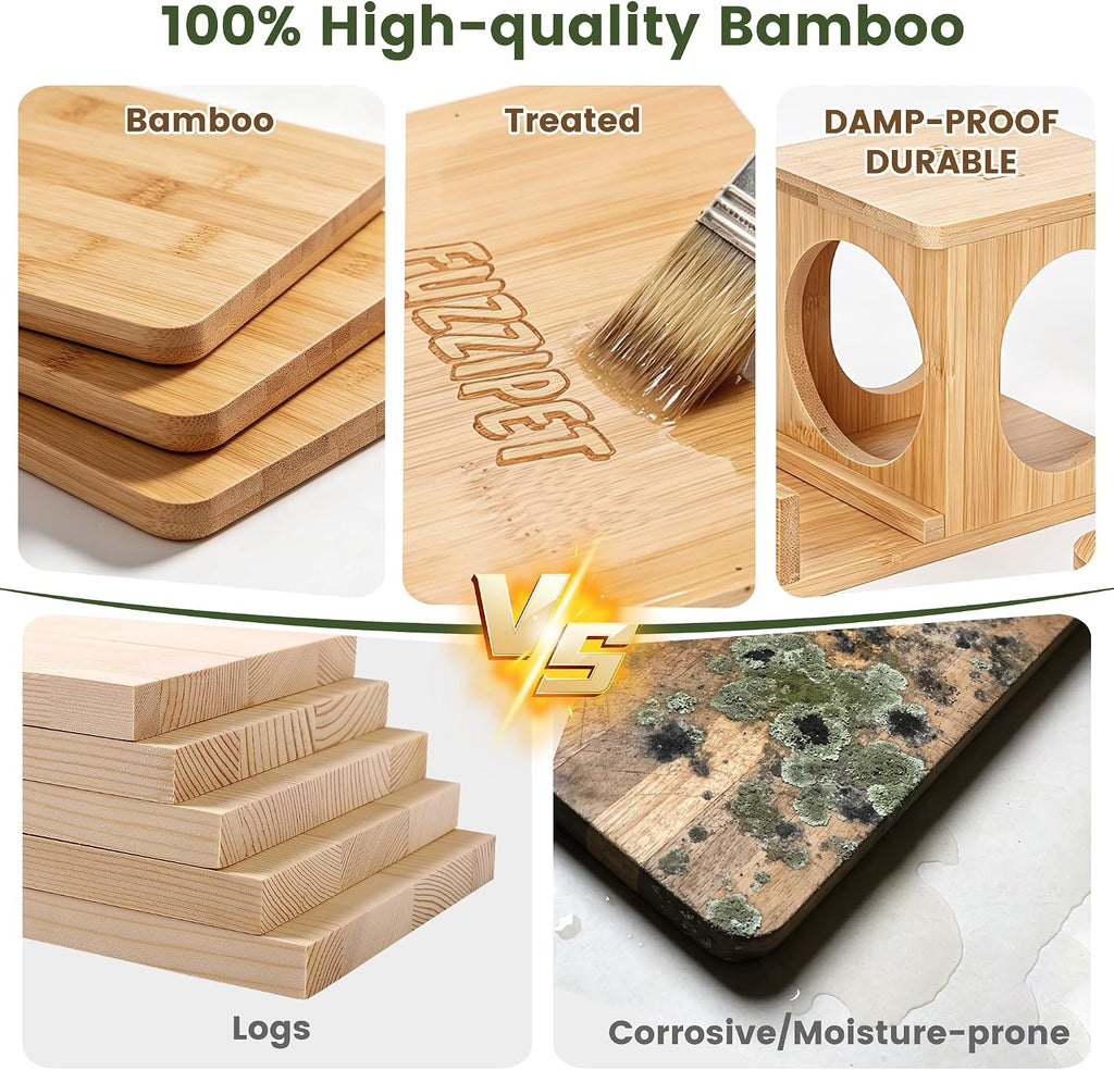 Bamboo Wood Squirrel Feeder, Outdoor Squirrel Feeders for Garden Tree, Chipmunk Feeder for Corn and Peanuts, with