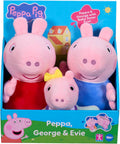 Plush 3 Piece Set - Peppa, George & Baby Evie - Super Soft Classic Plush Toy 18 Months +