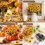 50pcs Artificial Sunflower Heads with Stems, 1.5 in Fake Sunflower