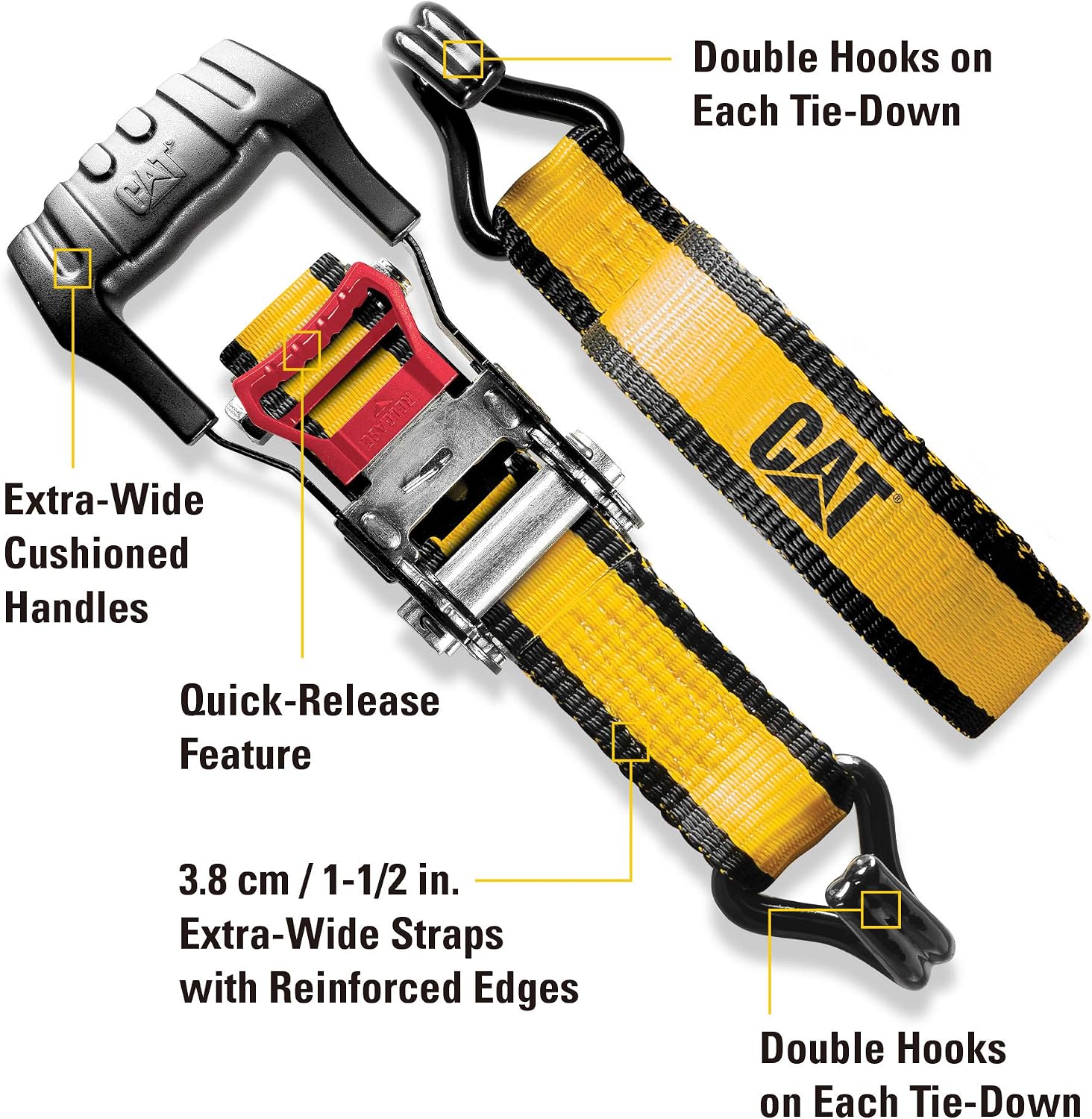 2 Piece Ratchet Tie Down Set with Soft Loops - 16 Feet x 1-1/2 Inches (1000/3000 lbs) - 980063N