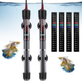 2 Set 100W Submersible Aquarium Heater with 4 Thermometer Stickers | Adjustable Aquarium Fish Tank Heater with