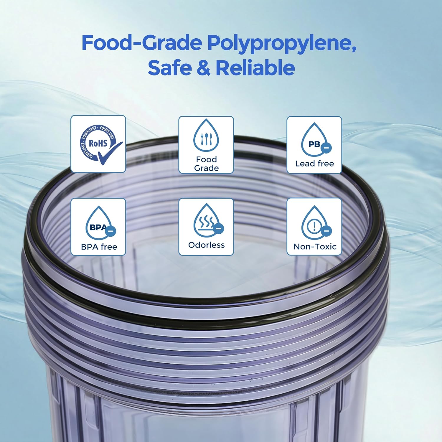 WH-C10HD 10" x 4.5" Whole House Water Filter Housing, Clear | Whole House Water Filter System, Whole House Filter