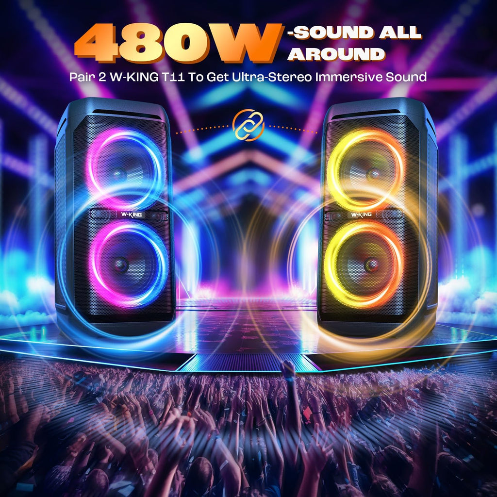 Portable Bluetooth Speaker 240W, Loud Boom Box with Deep Bass Subwoofers, IPX6 Waterproof Party Outdoor Speaker