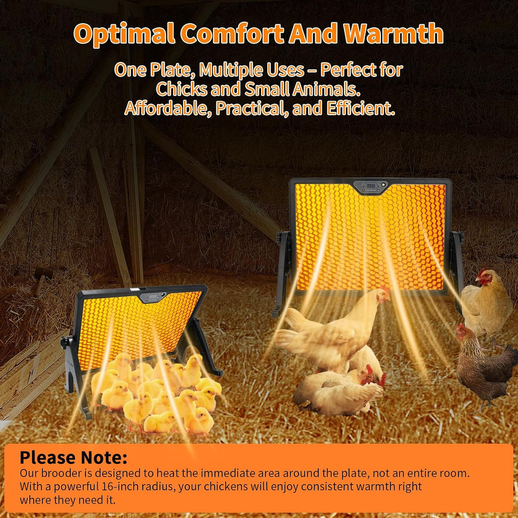 180W Radiant Chicken Coop Heater Energy-Efficient Winter Heating, Safer Alternative to Brooder Lamps, Heater with 2