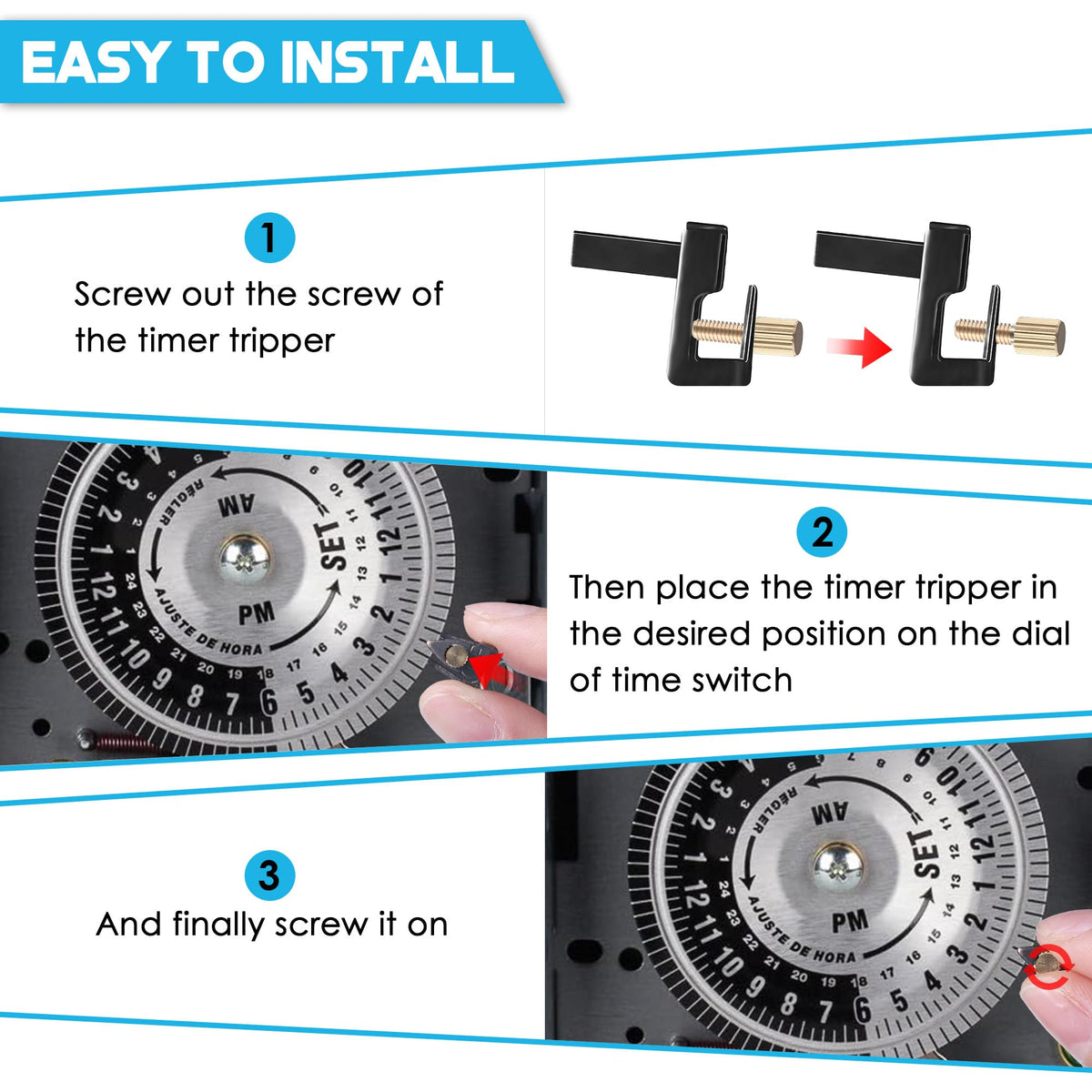 Dreyoo Time Switch Replacement Trippers Kit, 5 ON /5 Off /10 Screws