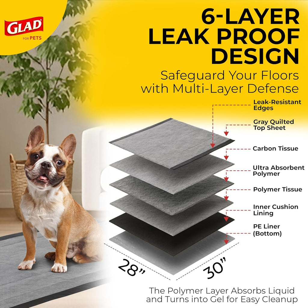 for Pets Extra Large Charcoal Training Pads for Dogs and Puppies, Activated Carbon Odor Control, 6-Layer Absorbent