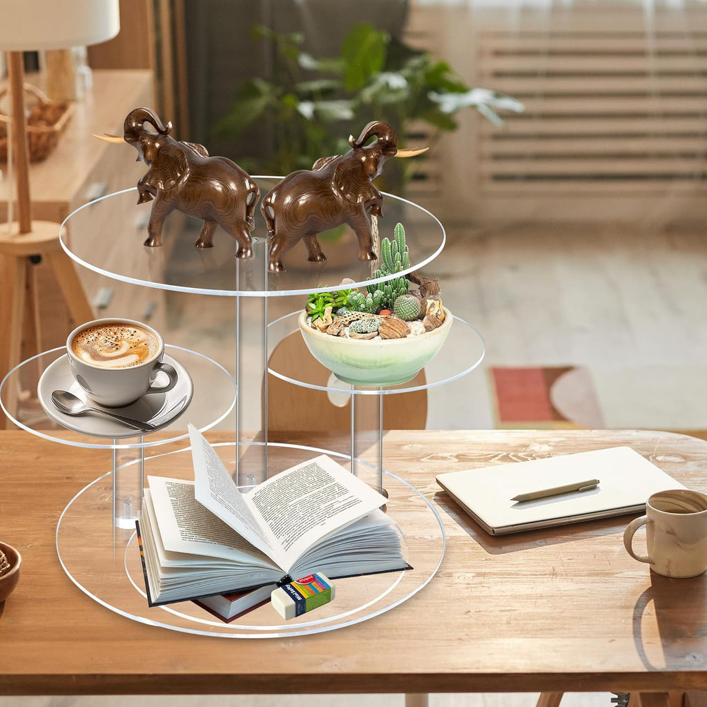 Acrylic Cupcake Stand, 4 Tier Round Cake Stand, 12 in Cake Stand for Dessert Table, Clear Cake and Cupcake Stand