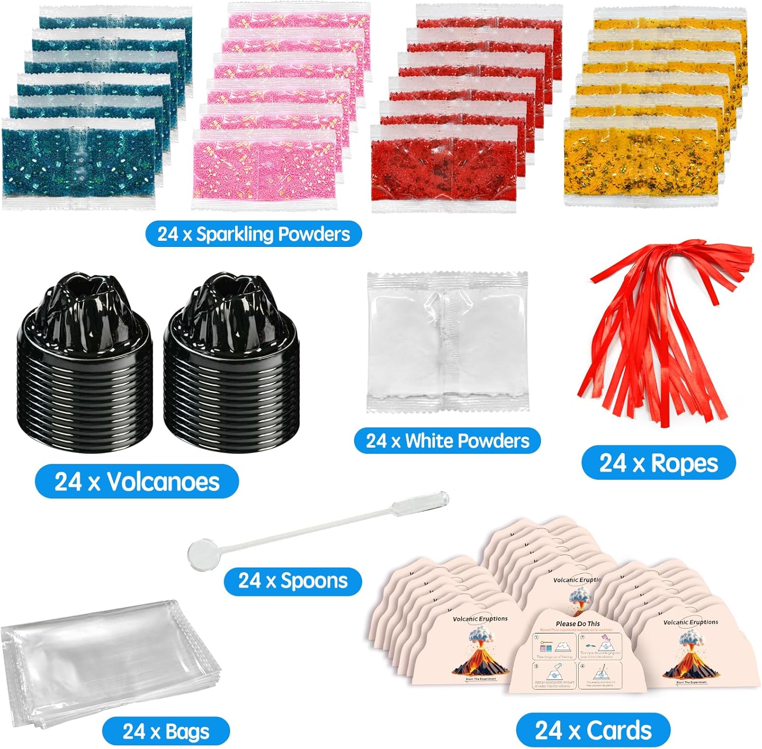24Pcs Volcano Eruption Science Kit Party Favor Experiments Gifts for 4-6 8-12 Age Boys and Girls Valentine's Day