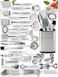 54-Piece Stainless Steel Kitchen Utensils Set - Heat-Resistant Nonstick Silicone & Stainless Steel Cooking Utensils