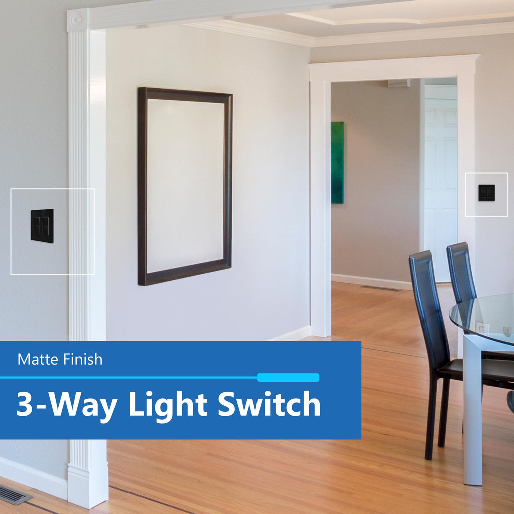LIDER 15A Minimalist Decorator Switch, Frameless Paddle Light Switch, 3-Way