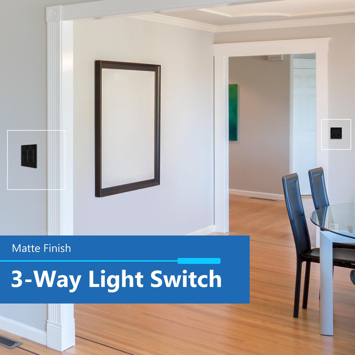 LIDER 15A Minimalist Decorator Switch, Frameless Paddle Light Switch, 3-Way