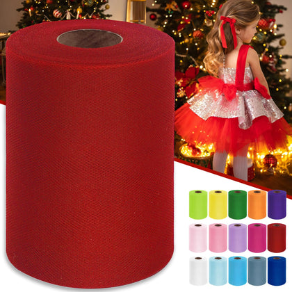 Red Tulle Fabric Roll 6" X 100 Yards