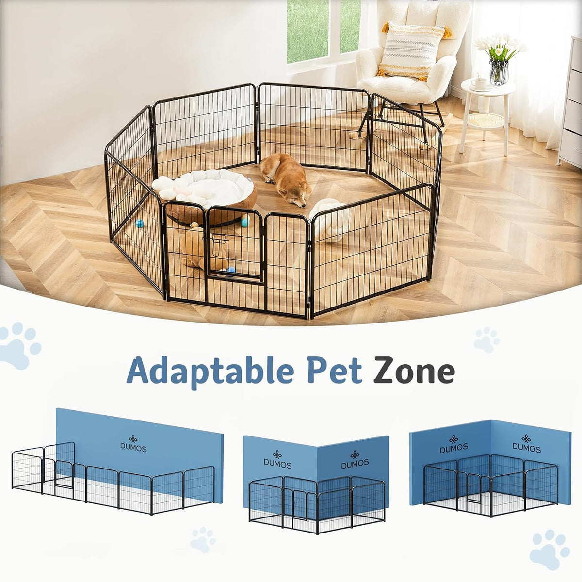Dog Playpen 8 Panels 32 Inch Indoor Outdoor Metal Pet Fence