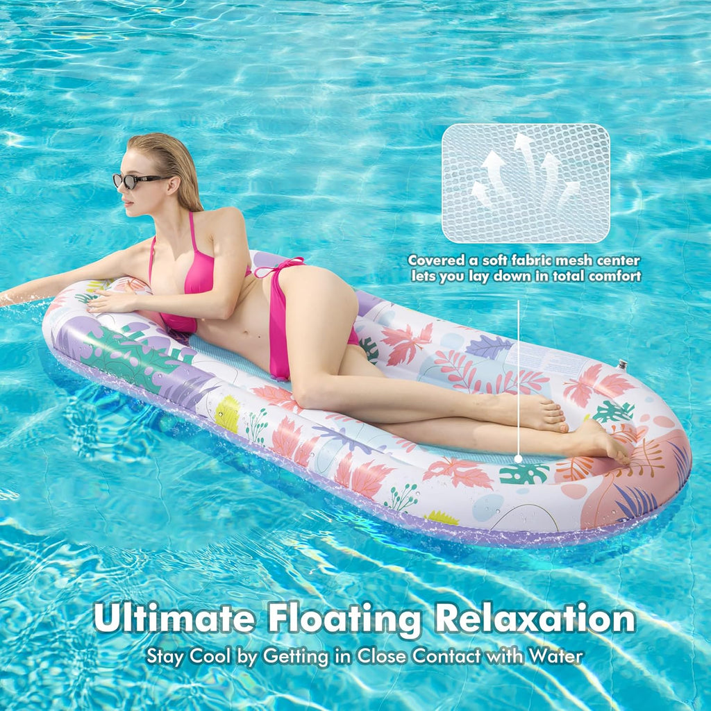 Pool Floats Lounger, 2 Pack Inflatable Pool Float Adult Size Water Hammock, Pool Floats Rafts Floaties for Swimming