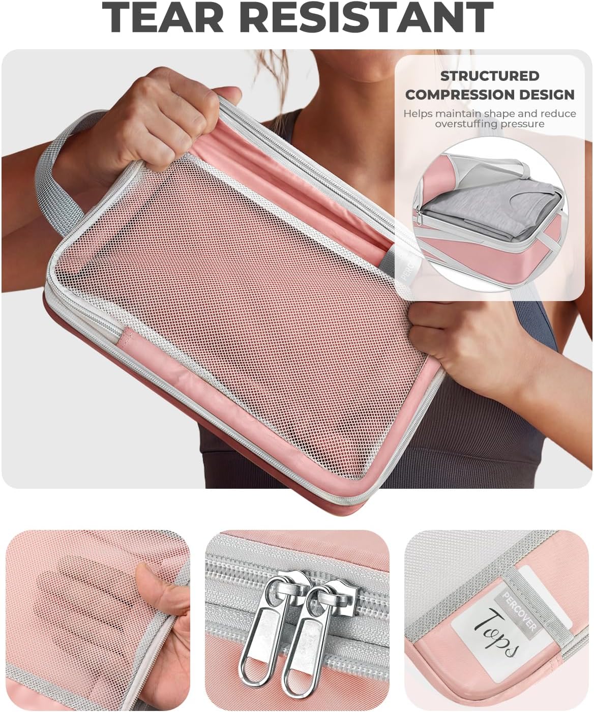 Percover Compression Packing Cubes for Travel, 6-Piece Structured Compression Organizer Set for Organized Packing &